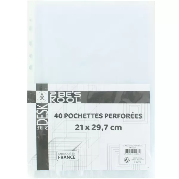 Hot 2 BE S KOOL 40 Pochettes Transparentes Perfor Es