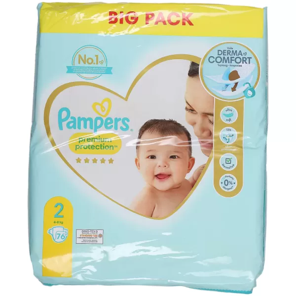 Fashion PAMPERS 76 Couches Protection Premium Taille 2 - 4/8Kg