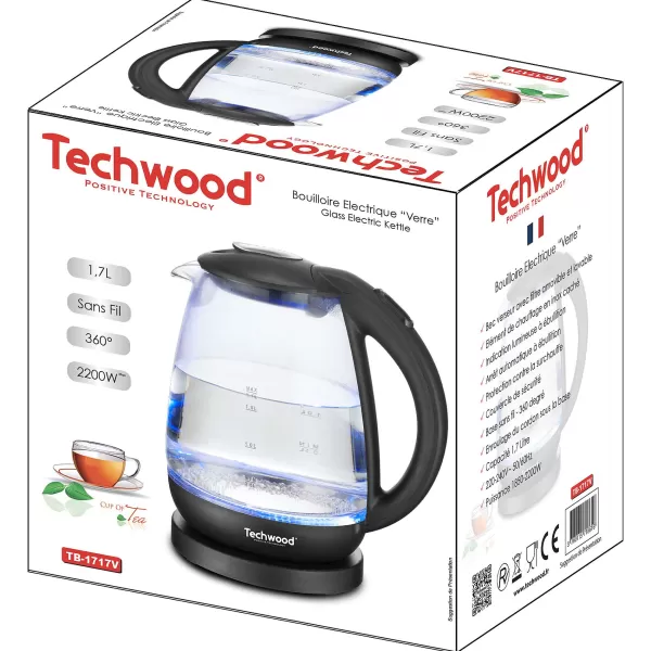 Store TECHWOOD Bouilloire Lectrique En Verre 1.7 L