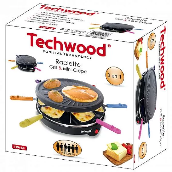 Clearance TECHWOOD Raclette Grill & Mini Cr Pe 6 Personnes