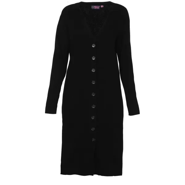 Outlet BELLA DIVA Robe En Maille Boutonn E Noir