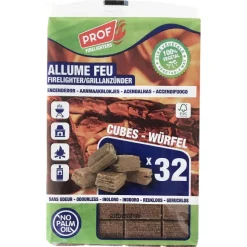 32 Allume Feu Cubes Bois