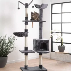Arbre Chat Avec 4 Plateformes Et Des Jouets