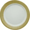 10 Assiettes En Carton 18Cm Blanches Et Or