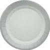 10 Assiettes En Carton 18Cm Blanches Et Argent