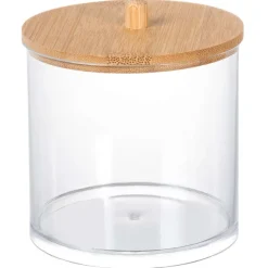Bo Te De Rangement Coton Tige Couvercle En Bambou