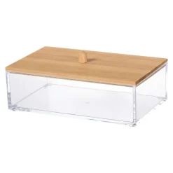 Bo Te De Rangement Rectangle Avec Couvercle En Bambou