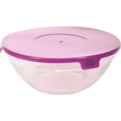 5 Bols En Verre Avec Couvercles En Plastique