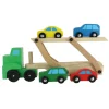 Camion En Bois + 4 Voitures