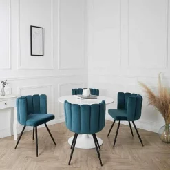 Chaise Ariel En Velours Bleu