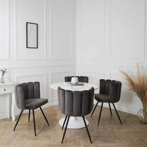 Chaise Ariel En Velours Gris