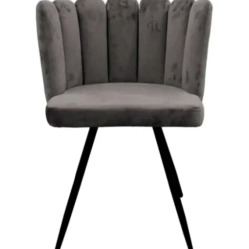 Chaise Ariel En Velours Gris