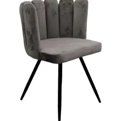 Chaise Ariel En Velours Gris