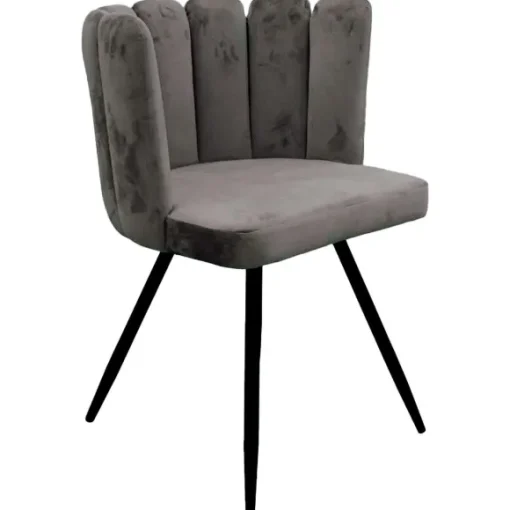 Chaise Ariel En Velours Gris