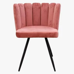 Chaise Ariel En Velours Rose