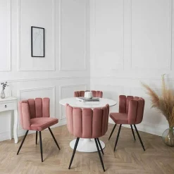 Chaise Ariel En Velours Rose