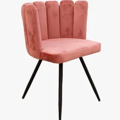Chaise Ariel En Velours Rose