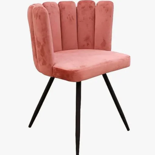 Chaise Ariel En Velours Rose