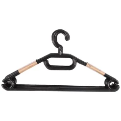 10 Cintres En Plastique Noir Pivotant