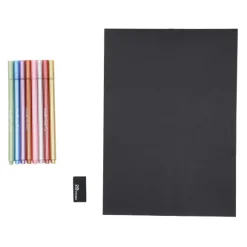 Coffret Dessin Avec Feuilles Noires Et Feutres M Talliques