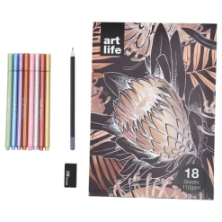 Coffret Dessin Avec Feuilles Noires Et Feutres M Talliques