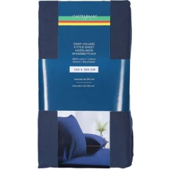 Drap Housse Uni Bleu Marine 140X190 Cm