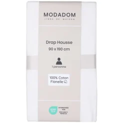 Drap Housse Uni En Coton 90X190Cm