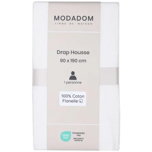 Drap Housse Uni En Coton 90X190Cm