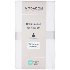 Drap Housse Uni En Coton 160X200Cm