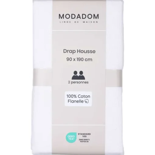 Drap Housse Uni En Coton 90X190Cm