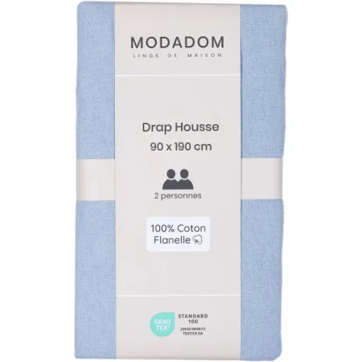 Drap Housse Uni En Coton 90X190Cm
