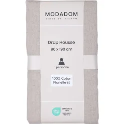 Drap Housse Uni En Coton 90X190Cm