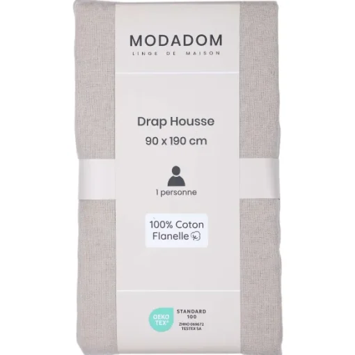 Drap Housse Uni En Coton 90X190Cm