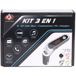 3 En 1 Kit Main Libre + Transmetteur Fm + Chargeur