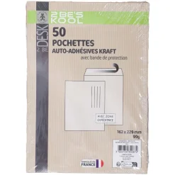 50 Enveloppes Kraft 162X229 90G