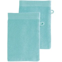 2 Gants De Toilette Vert D'Eau