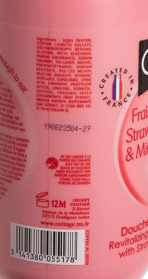 Lait Hydratant Douche Et Bain Fraise Menthe