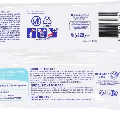 70 Lingettes D Sinfectantes Nettoyant Sans Javel Cuisine