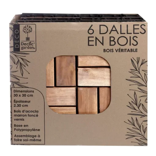 Lot De 6 Dalles En Acacia