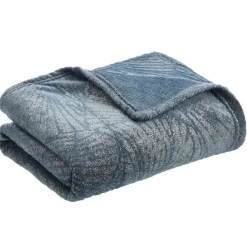 Plaid En Flanelle Bleu Canard Et Or 180X230Cm