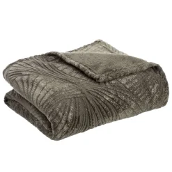 Plaid En Flanelle Kaki Et Or 180X230Cm