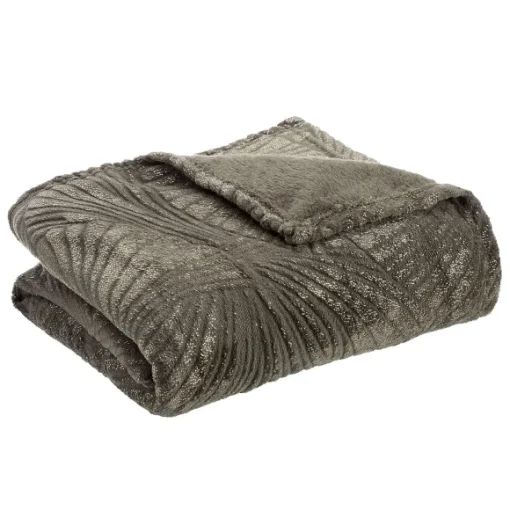 Plaid En Flanelle Kaki Et Or 180X230Cm