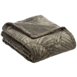 Plaid En Flanelle Kaki Et Or 125X150Cm