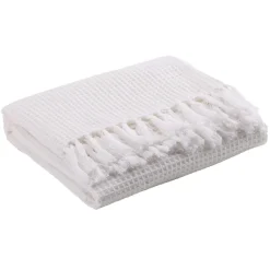 Plaid Nid D'Abeille Blanc