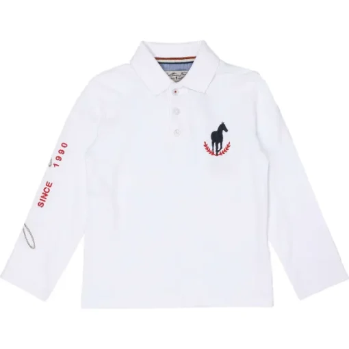 Polo Manches Longues Avec Broderie 8-12 Ans
