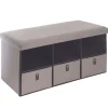 Pouf De Rangement Pliable Avec 3 Tiroirs