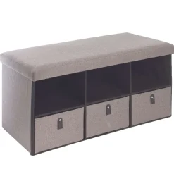 Pouf De Rangement Pliable Avec 3 Tiroirs
