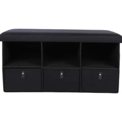 Pouf De Rangement Pliable Avec 3 Tiroirs