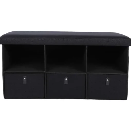 Pouf De Rangement Pliable Avec 3 Tiroirs