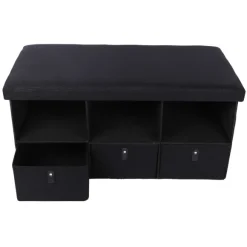 Pouf De Rangement Pliable Avec 3 Tiroirs